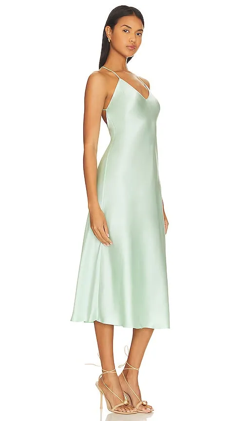 DANNIJO Cross Strap Midi Slip Dress in Mint