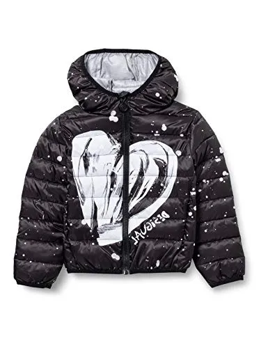Desigual Girl Woven Padded Short Overcoat, Black, 7/8
