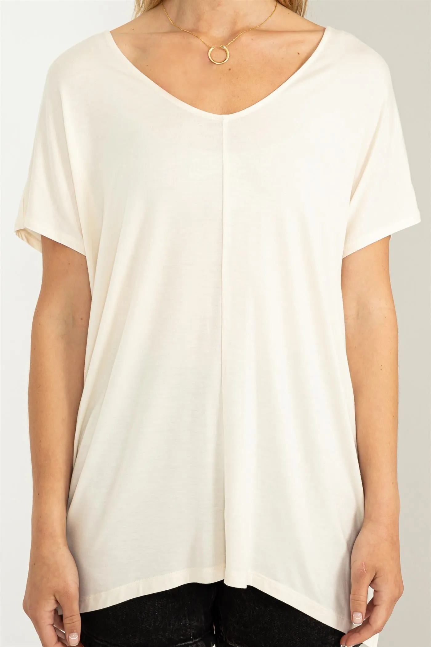 DZ23F046-LLOOSE FIT TUNIC HIGH LOW TOP