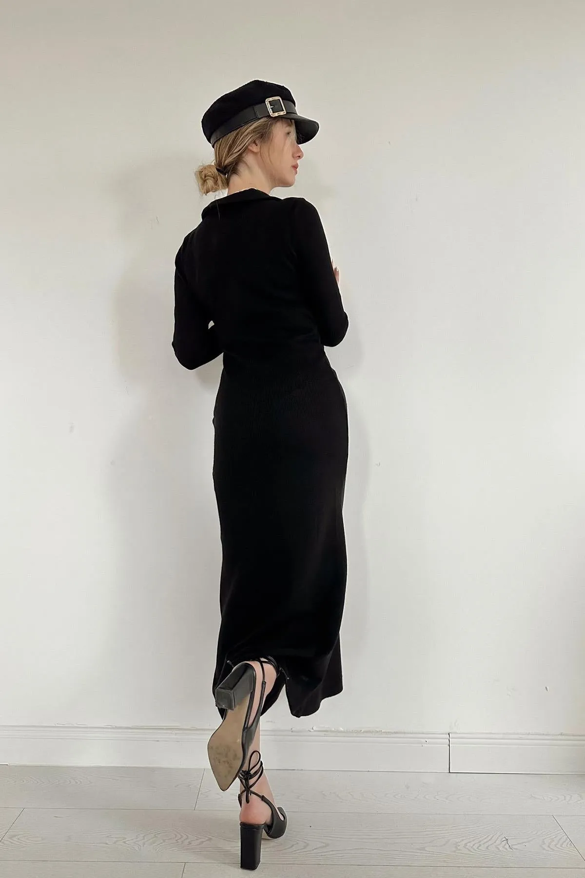 ELS Ruffled Knit Fish Dress - Black - Camarillo