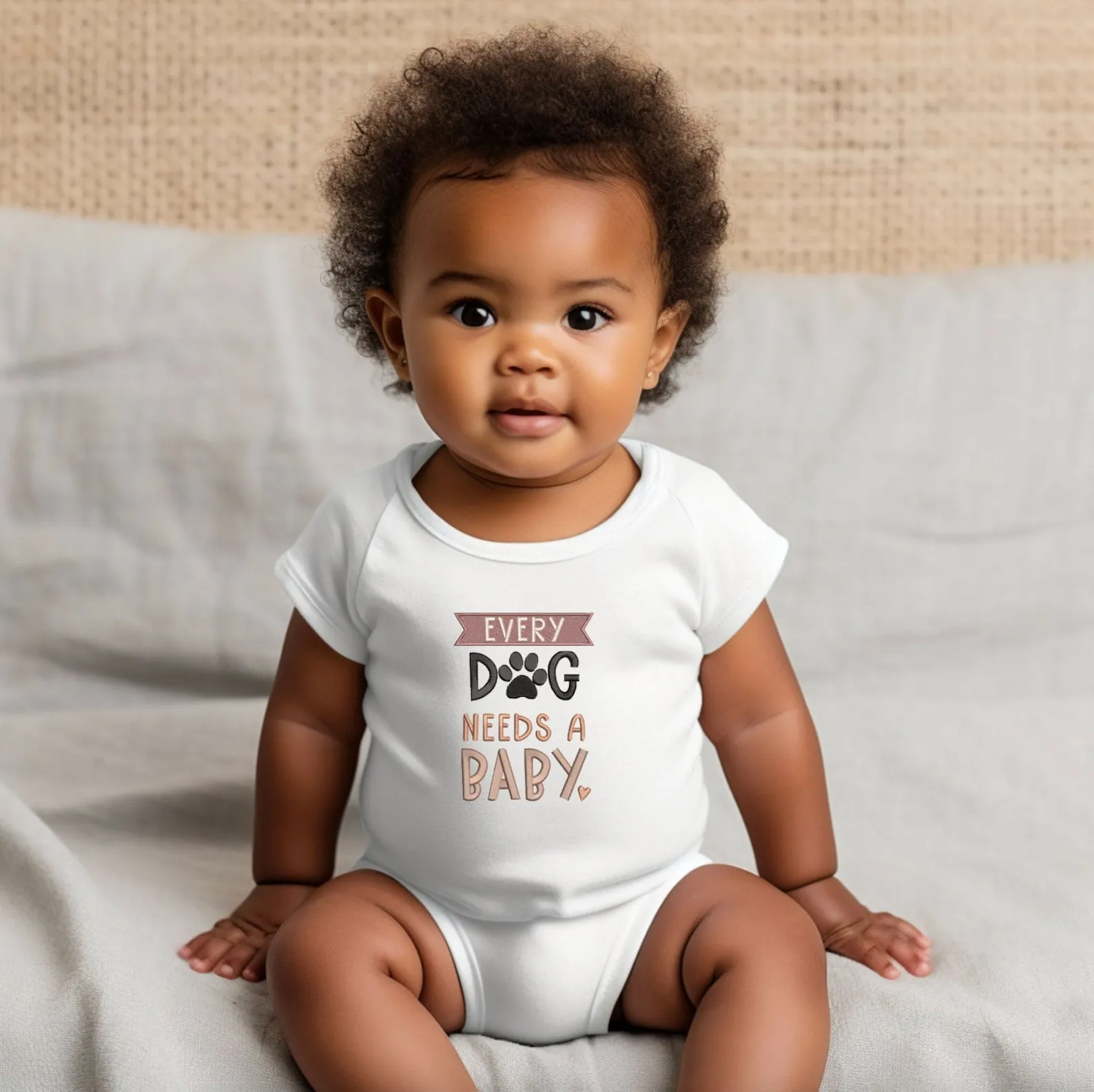 EMBROIDERED Every Dog Needs a Baby BodySuit, Baby Shower Gift, Pregnancy Announcement, Baby and Dog, Gift Newborn, New Baby Clothes