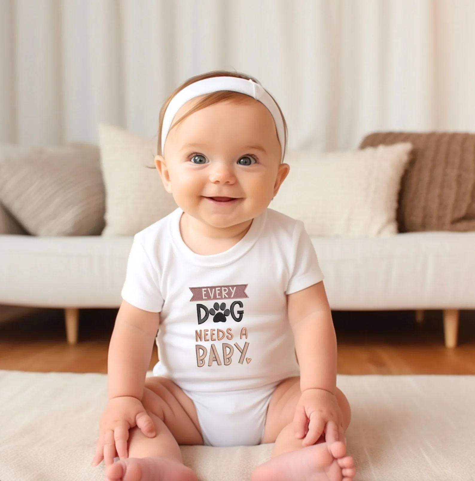EMBROIDERED Every Dog Needs a Baby BodySuit, Baby Shower Gift, Pregnancy Announcement, Baby and Dog, Gift Newborn, New Baby Clothes