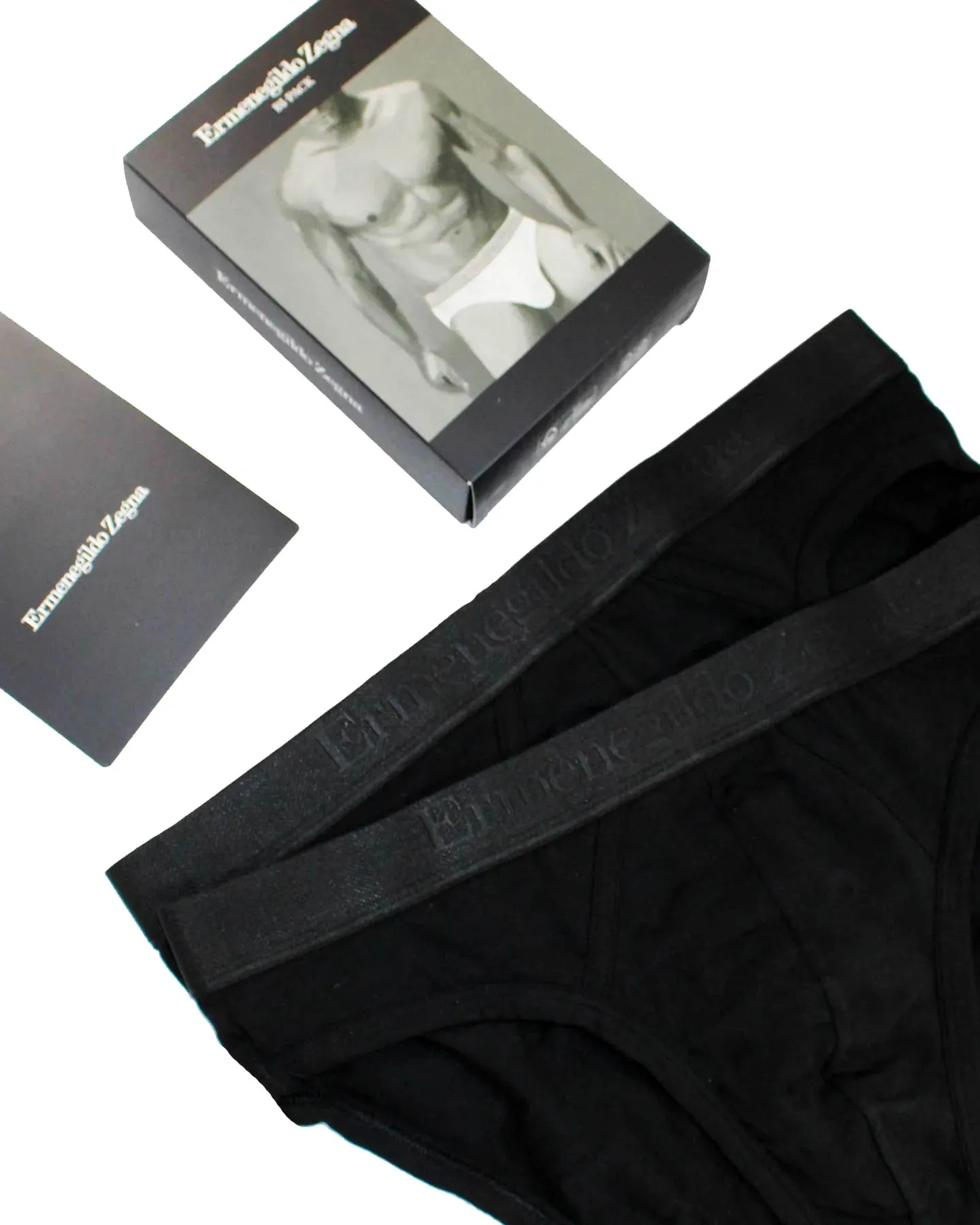 Ermenegildo Zegna Underwear Black Stretch XXL Cotton Midi Brief 2 Pack SALE