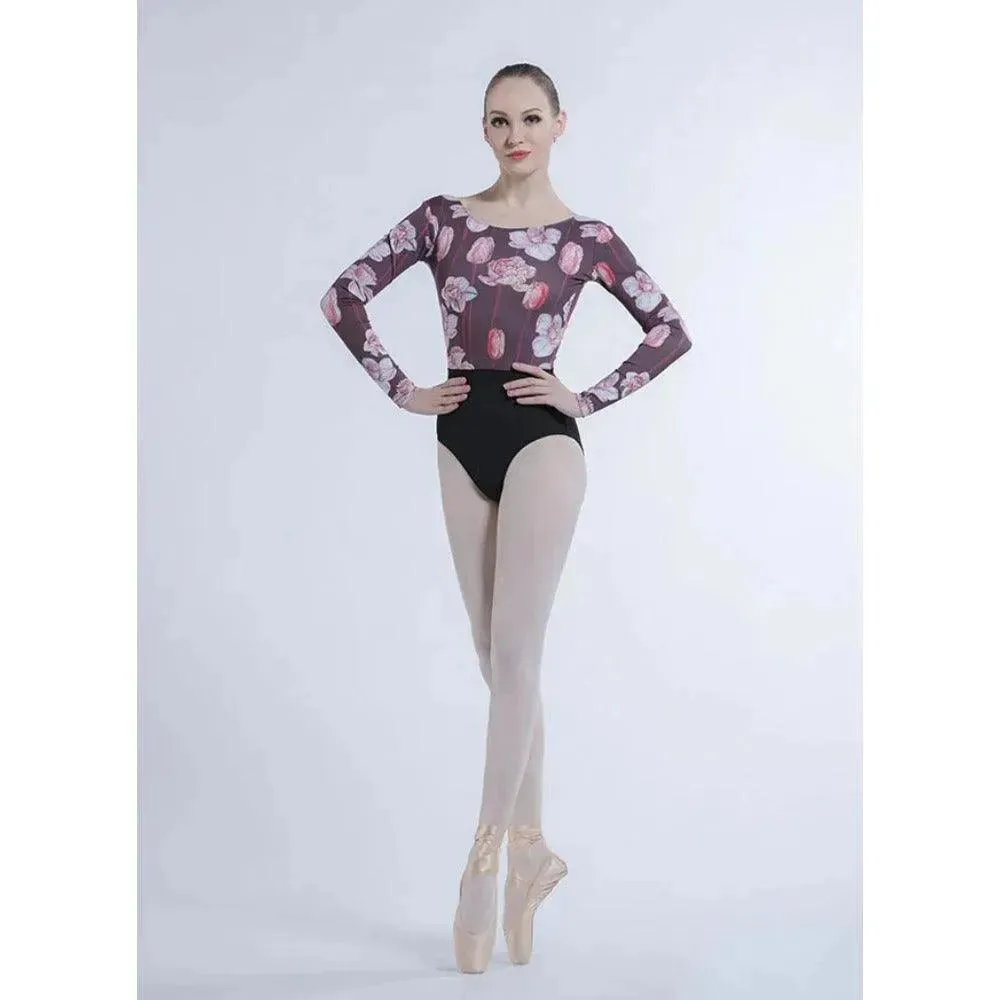 Floral Long Sleeve Bodysuit for Ballet and Gymnastics & Ballet Dance