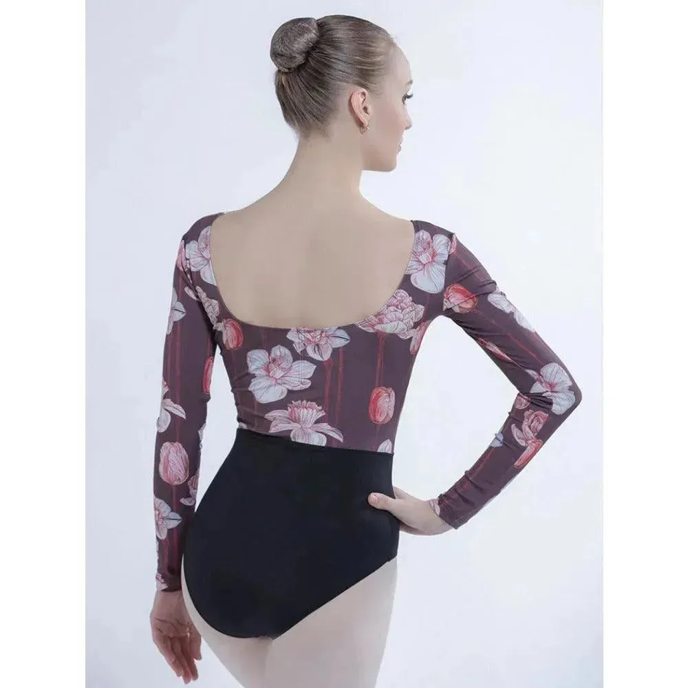 Floral Long Sleeve Bodysuit for Ballet and Gymnastics & Ballet Dance