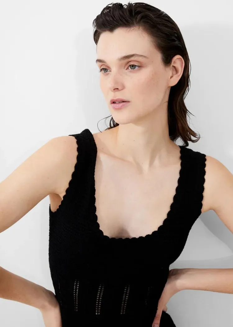 French Connection Nellis Cotton Crochet Dress - Black