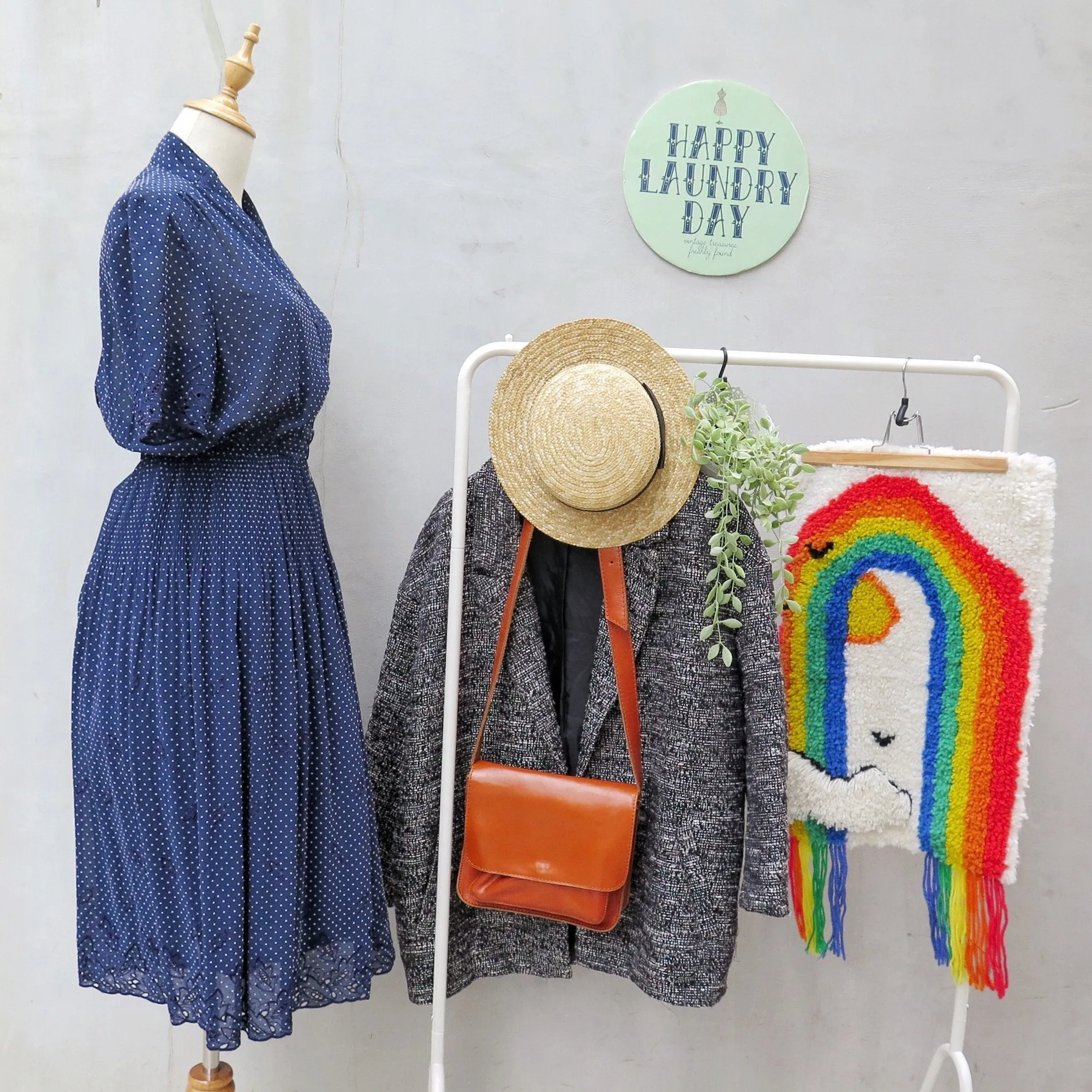 Gently into Dreams | Vintage 1940s navy polka dot Lace cutout micro-pleated Ethnic Day Dress