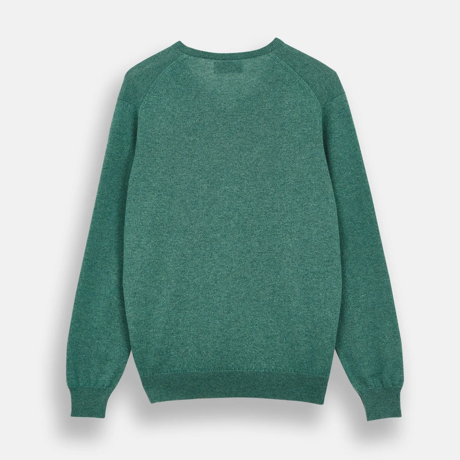 Green Cashmere V-Neck Jumper