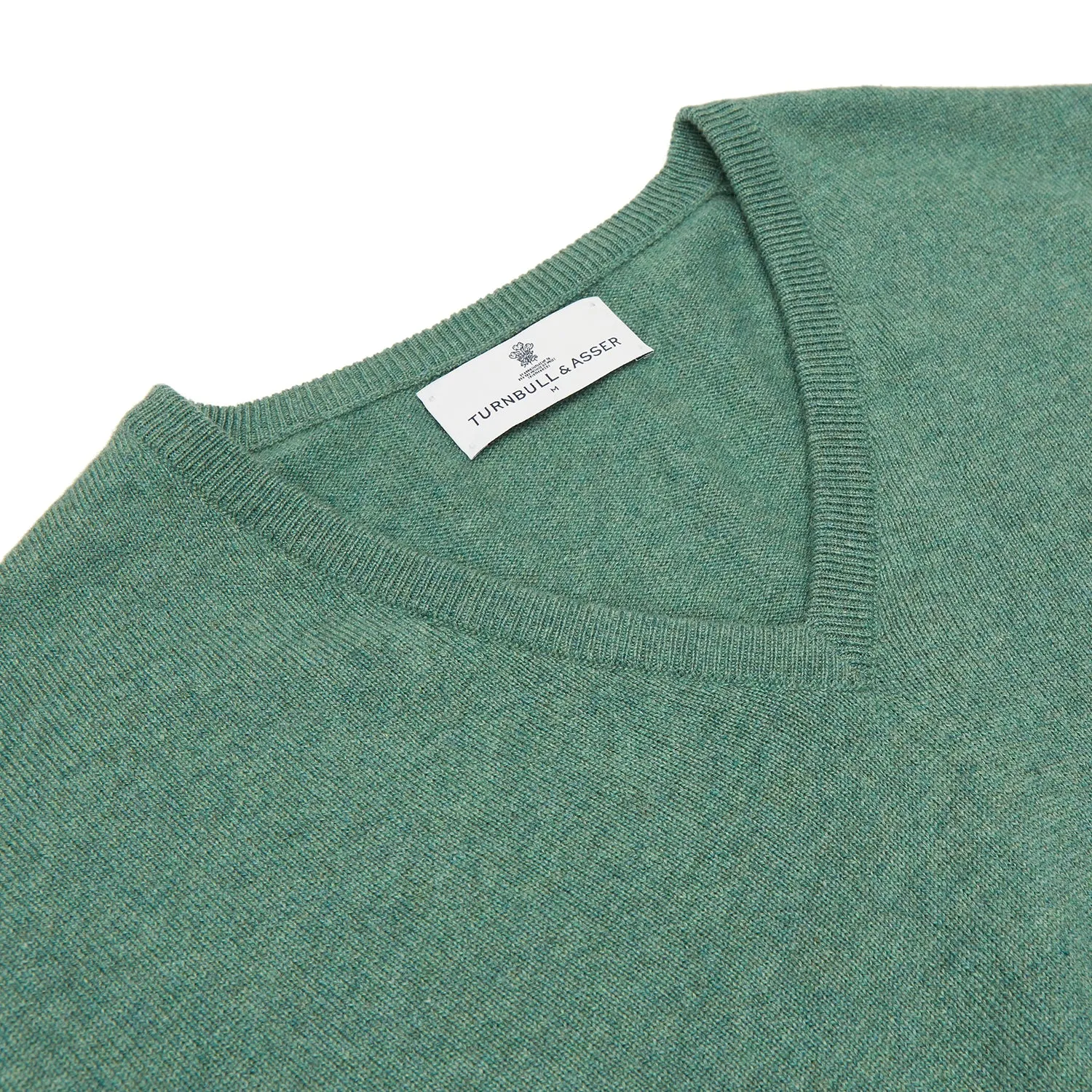 Green Cashmere V-Neck Jumper