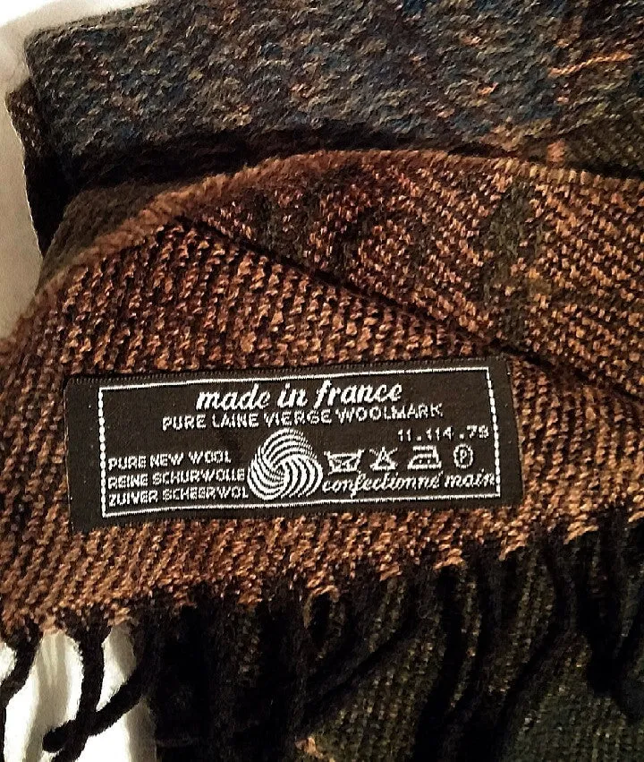 Green 'Duck in Marsh' Theme-100% Wool French Fashion Scarf
