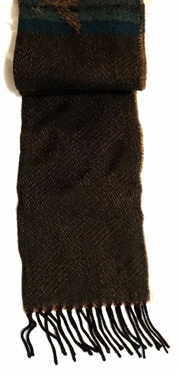 Green 'Duck in Marsh' Theme-100% Wool French Fashion Scarf