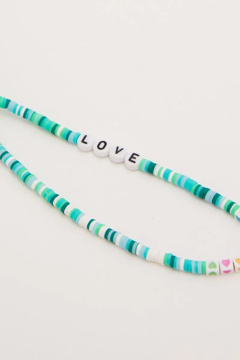 Green Love And Heart Phone Chain