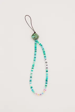 Green Love And Heart Phone Chain