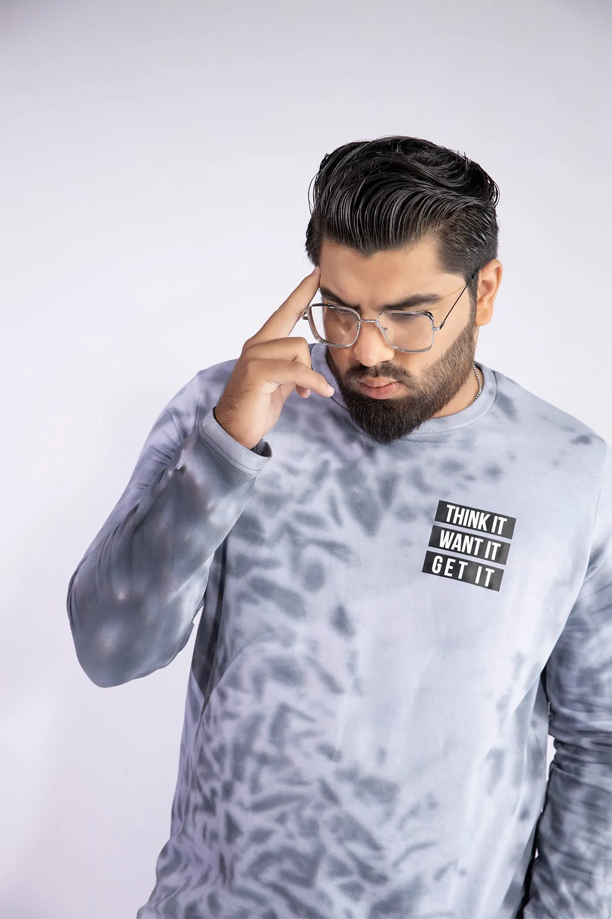 Grey Tie-Dye Sweatshirt (Plus Size) - W21 - MSW021P