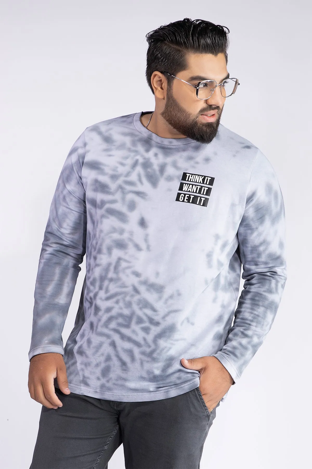 Grey Tie-Dye Sweatshirt (Plus Size) - W21 - MSW021P
