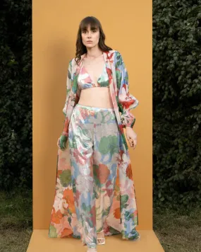 Hibiscus sequins bustier and pants Set