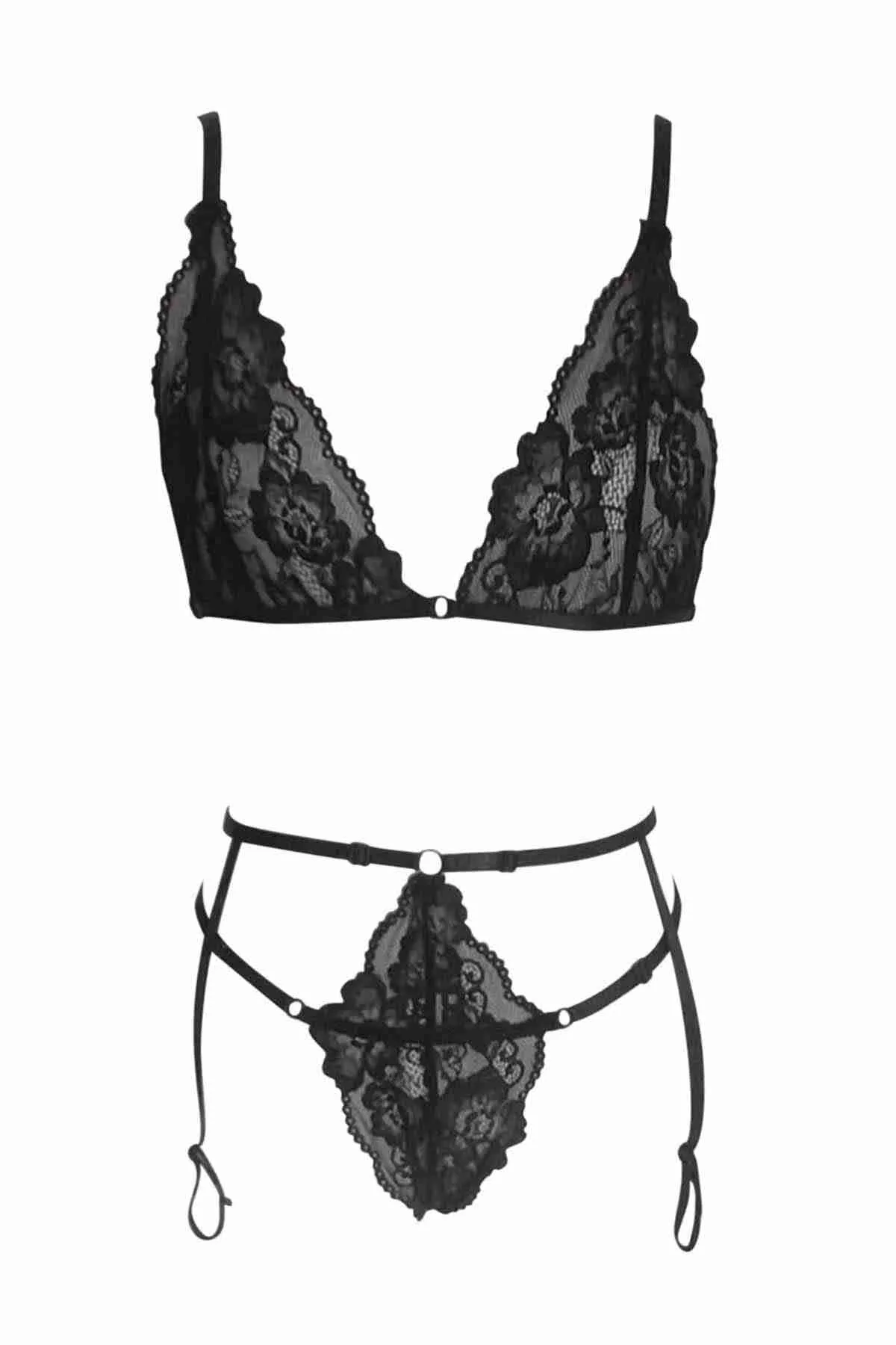 IGR Women Merry See Fantasy Garter Set Sexy Lingerie Black - Saint Helens