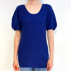 Indigo Blue Cashmere Short Sleeve Tunic with Pocket Extra Small