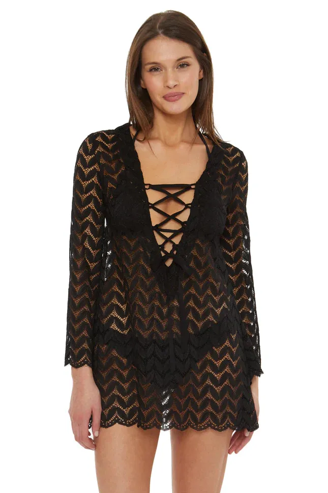 Isabella Rose Venice Sheer Tunic - Black