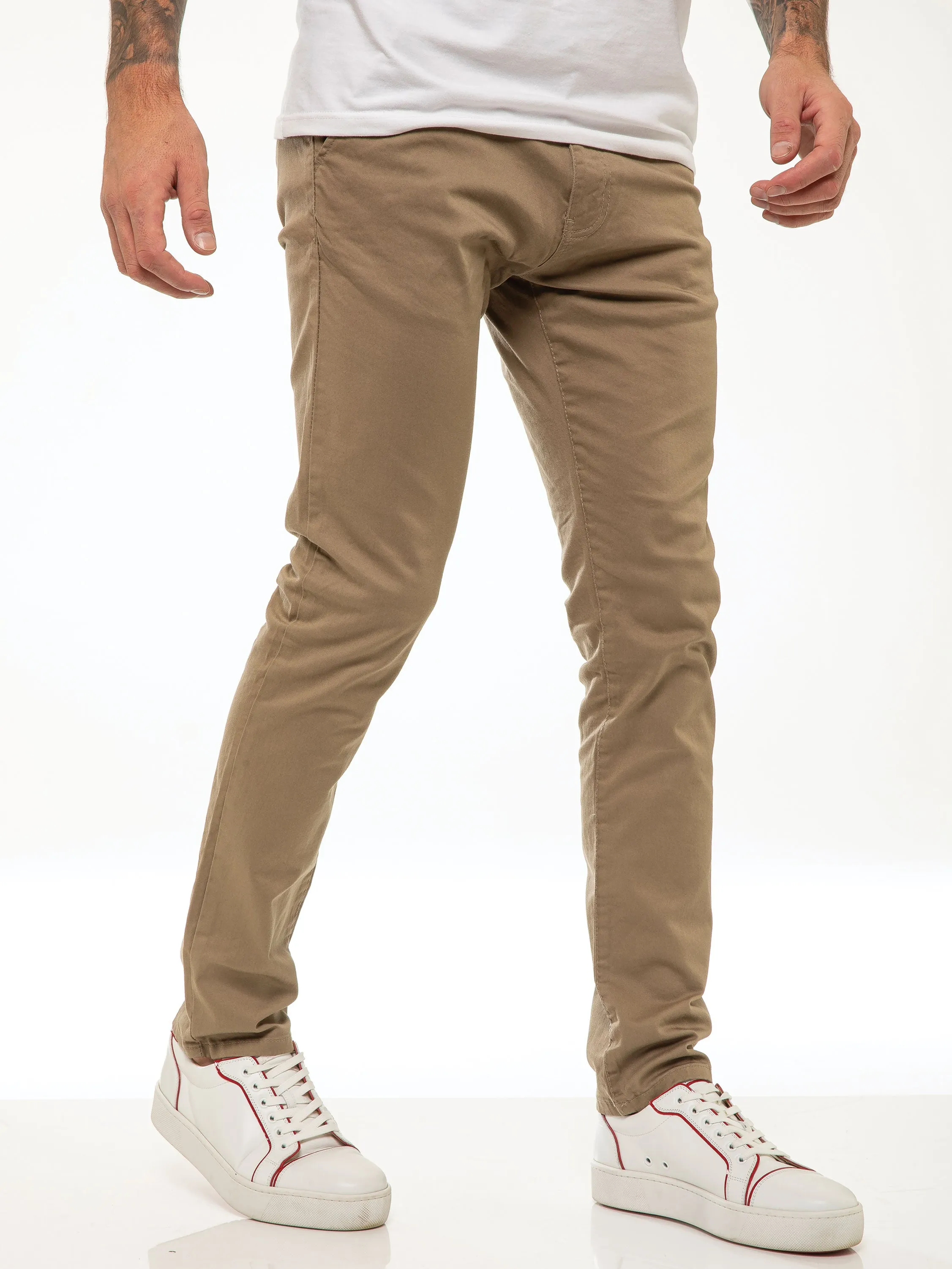 Kaiden Slim Stretch Trousers - Beige