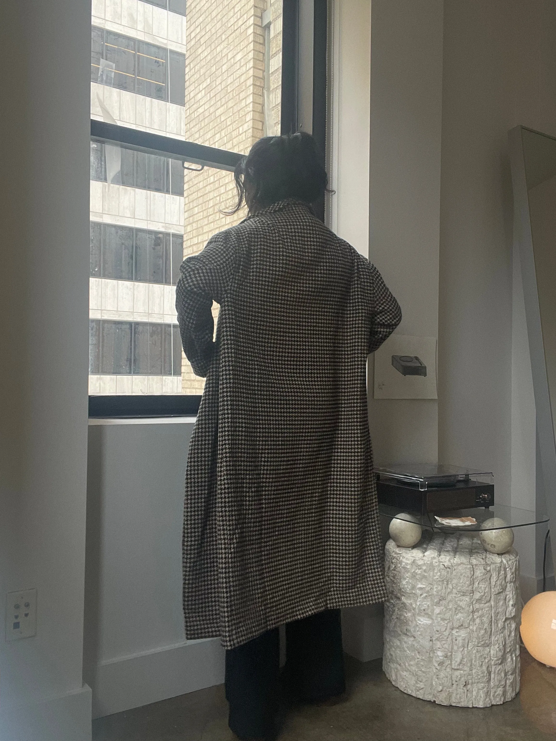 Kerry Houndstooth Knit Maxi Outer Coat