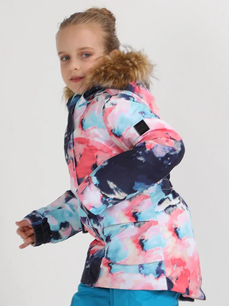 Kid's  Colorful Print Winter Insulated Snowboard Jacket