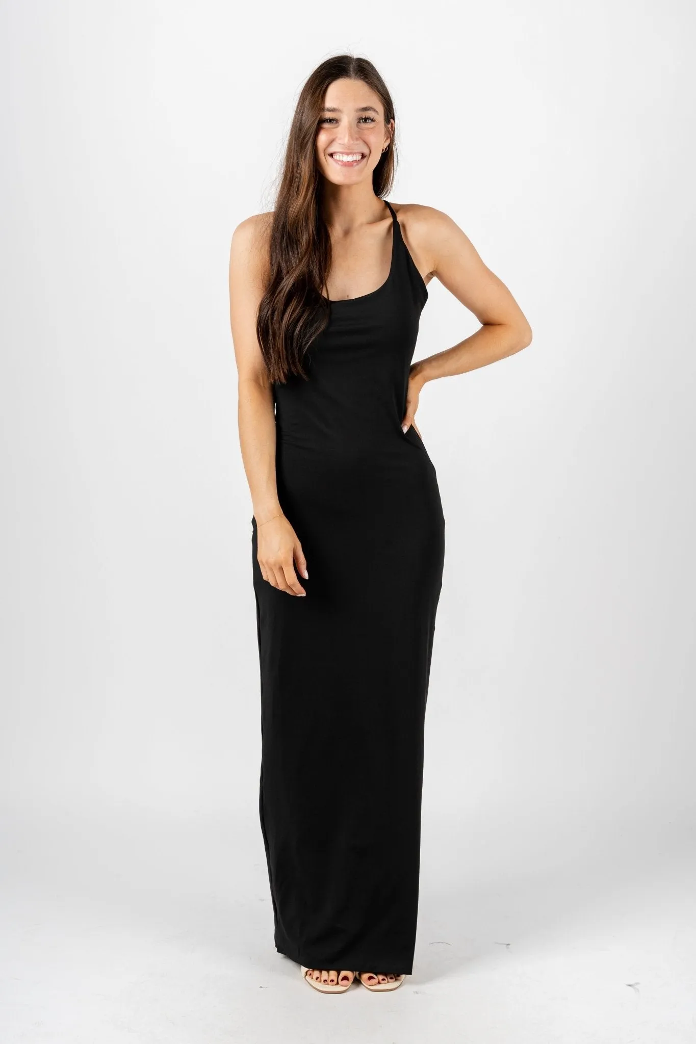 Knit maxi dress black