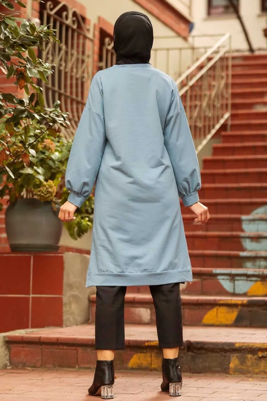 Light Blue Sweatshirt Tunic