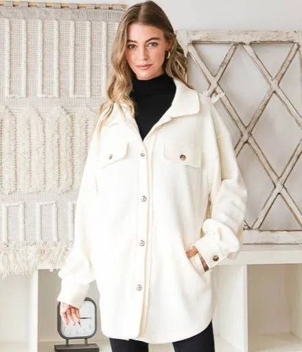Lisa Collar Button Up Oversized Shacket With Pockets