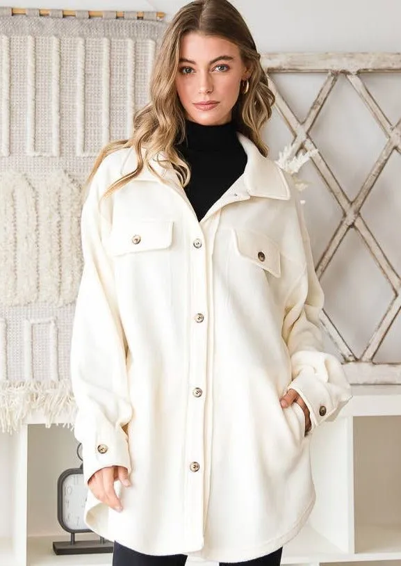 Lisa Collar Button Up Oversized Shacket With Pockets