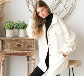 Lisa Collar Button Up Oversized Shacket With Pockets