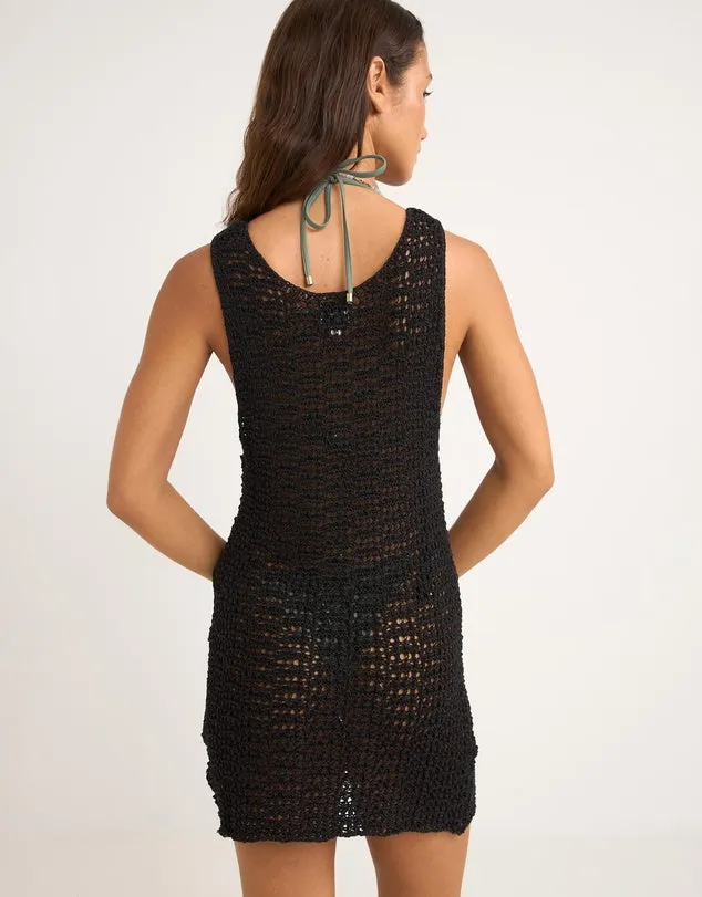 Maddie Knit Scoop Neck Dress-Black
