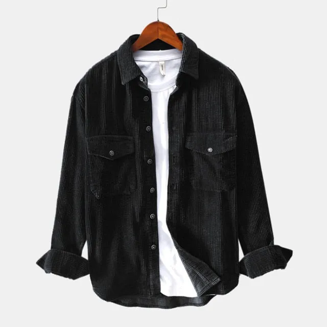 Men Shirts 2021 Spring Autumn Fashion Brand Japan Style Slim Fit Vintage Shirt Male Casual Loose Long Sleeve Shirt Tops