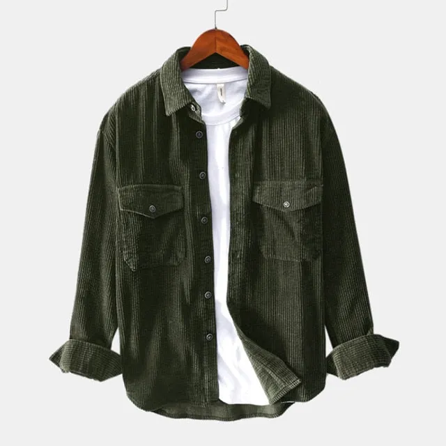 Men Shirts 2021 Spring Autumn Fashion Brand Japan Style Slim Fit Vintage Shirt Male Casual Loose Long Sleeve Shirt Tops