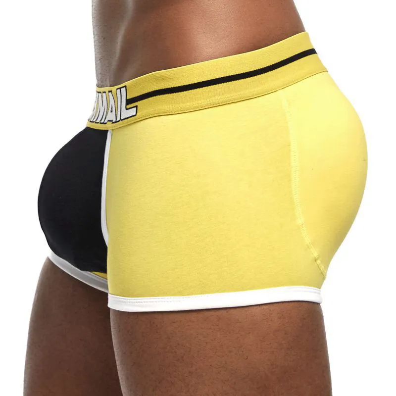 Men's Cotton Breathable Hip Lifting Sport Boxers with U Convex Patchwork