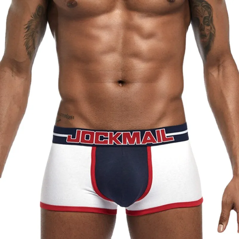 Men's Cotton Breathable Hip Lifting Sport Boxers with U Convex Patchwork