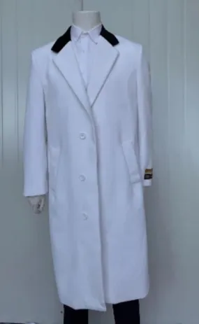 Mens Overcoat -Mens Long Wool Topcoats- Topcoat For Men-Mens Full Length And Cashmere Overcoat - Winter Topcoats - White Coat