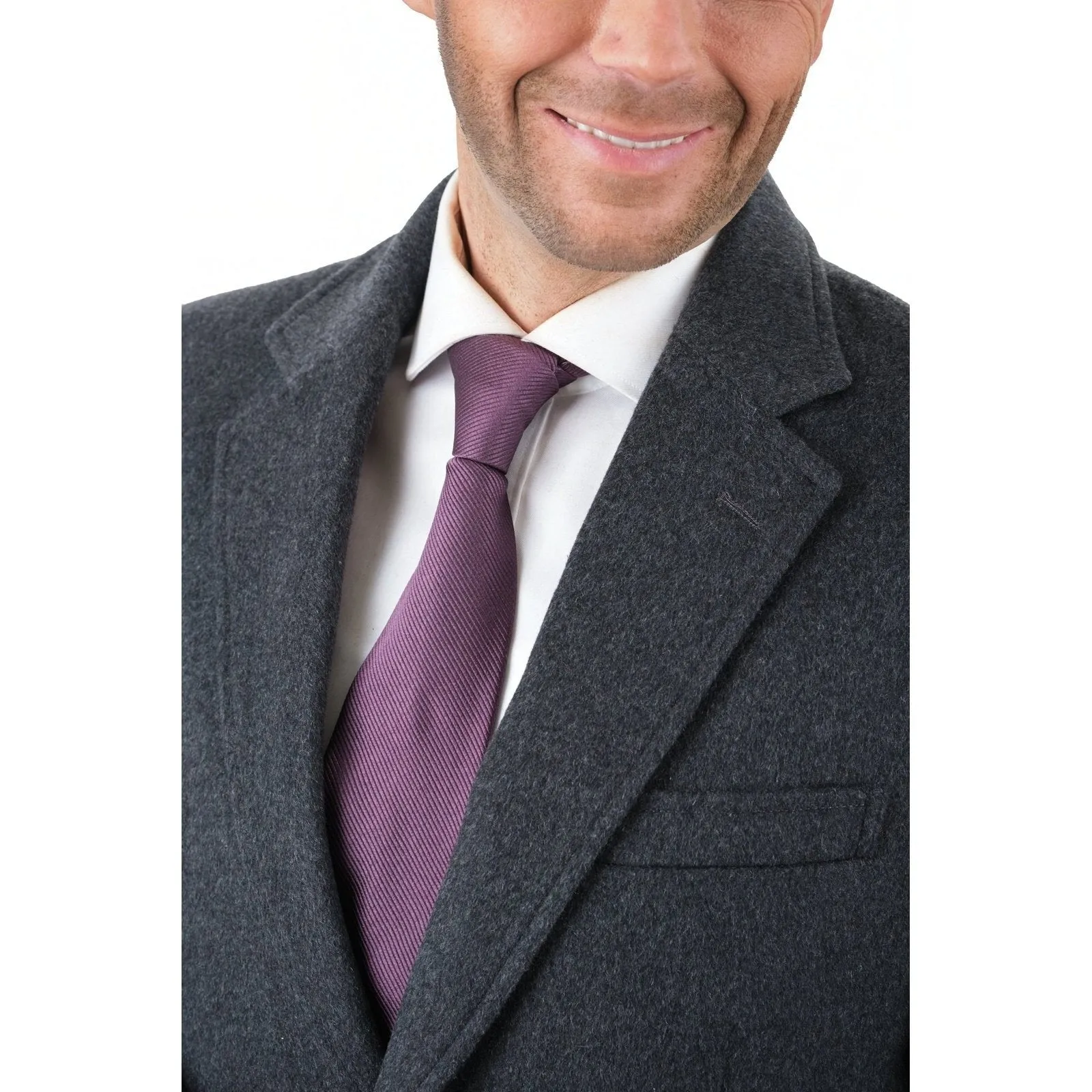 Men's Wool Cashmere Single Breasted Charcoal 3/4 Length Car Coat Top Coat