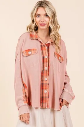 Mineral Washed Plaid Button Down Shacket (Online Only/Ships from USA)