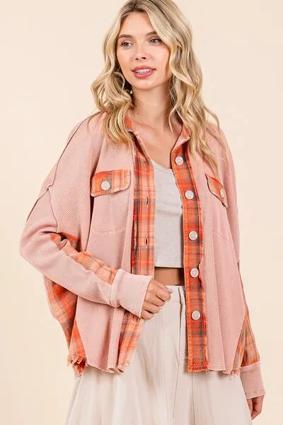 Mineral Washed Plaid Button Down Shacket (Online Only/Ships from USA)