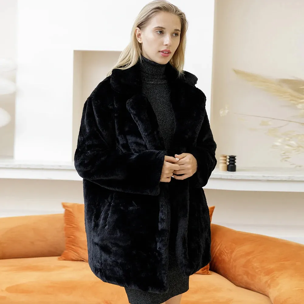 Mink Coats Women 2022 Winter Top Fashion Pink FAUX Fur Coat Elegant Thick Warm Outerwear Fake Fur Jacket Chaquetas Mujer