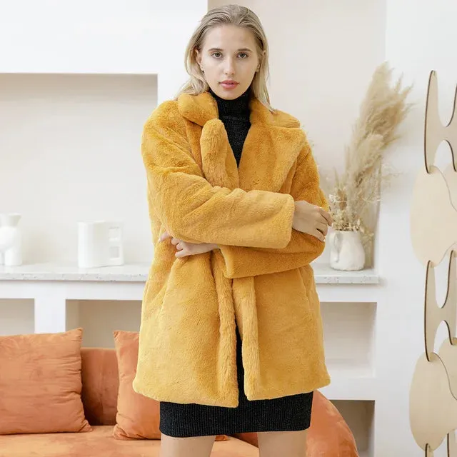 Mink Coats Women 2022 Winter Top Fashion Pink FAUX Fur Coat Elegant Thick Warm Outerwear Fake Fur Jacket Chaquetas Mujer