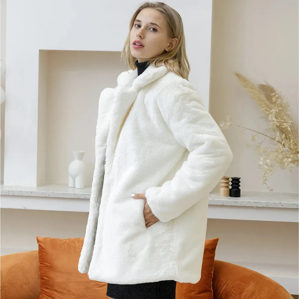 Mink Coats Women 2022 Winter Top Fashion Pink FAUX Fur Coat Elegant Thick Warm Outerwear Fake Fur Jacket Chaquetas Mujer