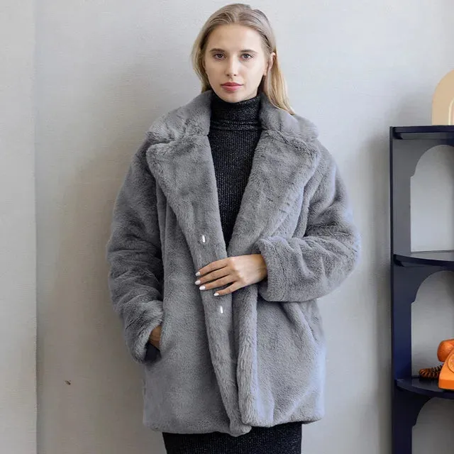 Mink Coats Women 2022 Winter Top Fashion Pink FAUX Fur Coat Elegant Thick Warm Outerwear Fake Fur Jacket Chaquetas Mujer