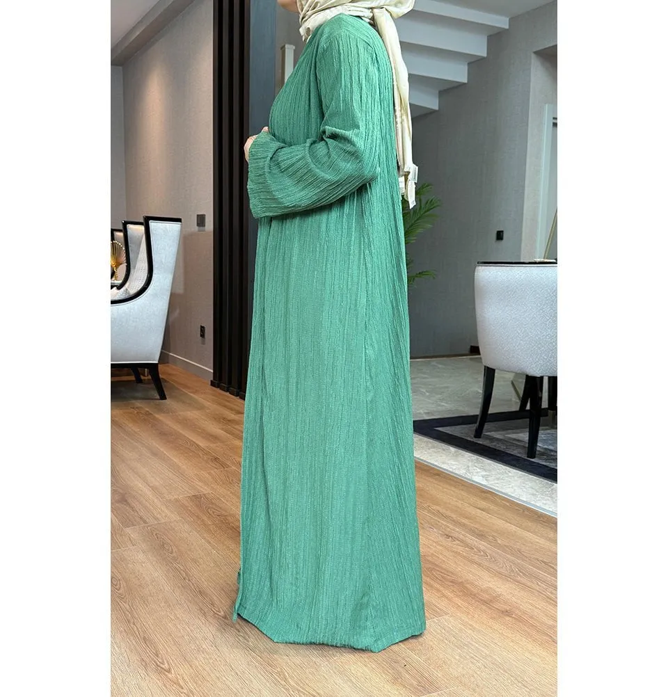 Modest Muslim Women’s Knitted Two Piece Abaya - Green