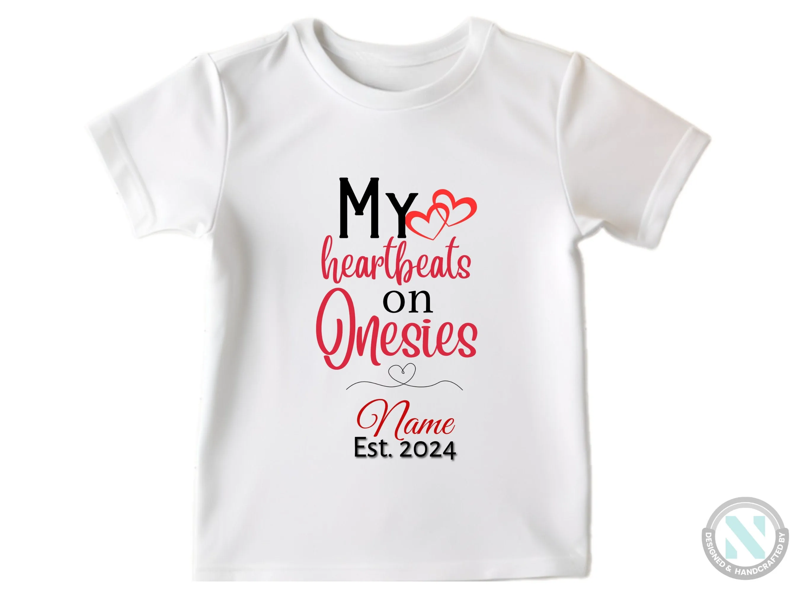 My Heartbeat On Baby Vest Personalized Name and Date Baby Boy's Bodysuit