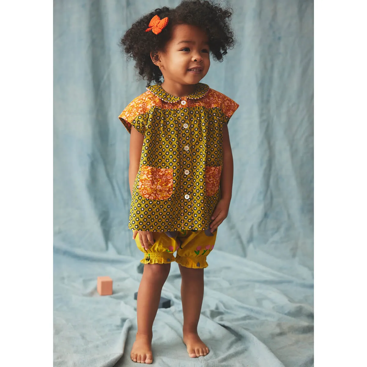 Nanna Tunic in Pistachio Flower Dot by Misha & Puff