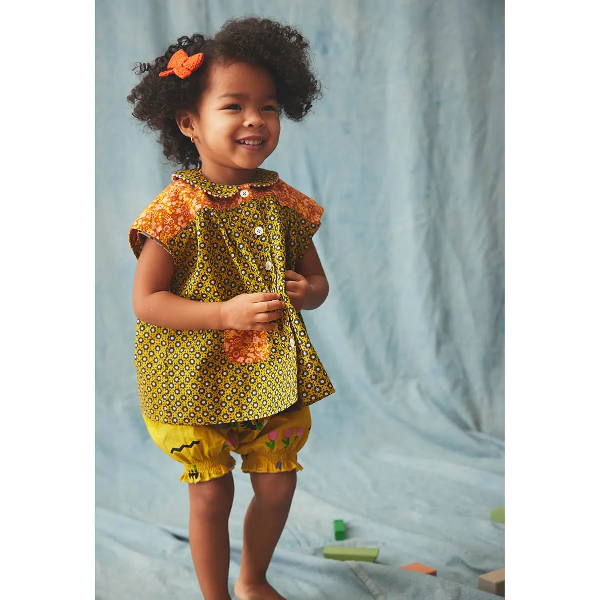 Nanna Tunic in Pistachio Flower Dot by Misha & Puff