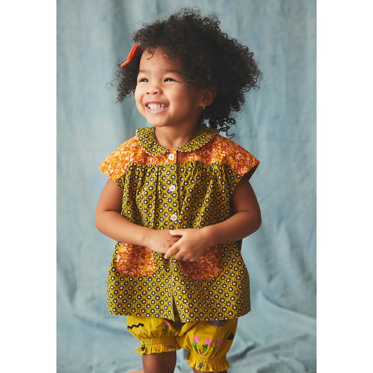 Nanna Tunic in Pistachio Flower Dot by Misha & Puff
