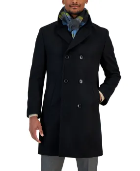 Nautica Mens Classic fit Overcoat Coat 36 R Black Solid